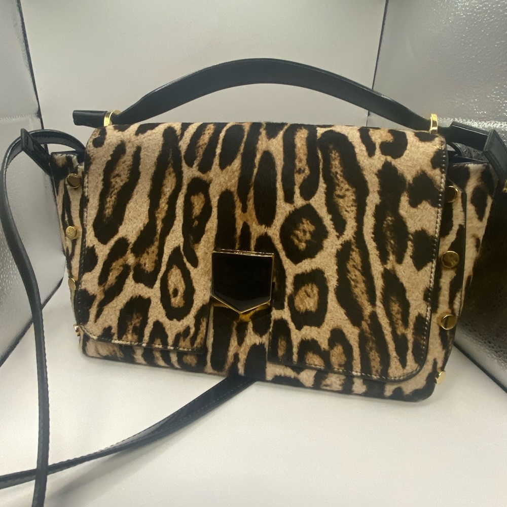 Jimmy Choo Purse Leopard Print Calfhair Tote